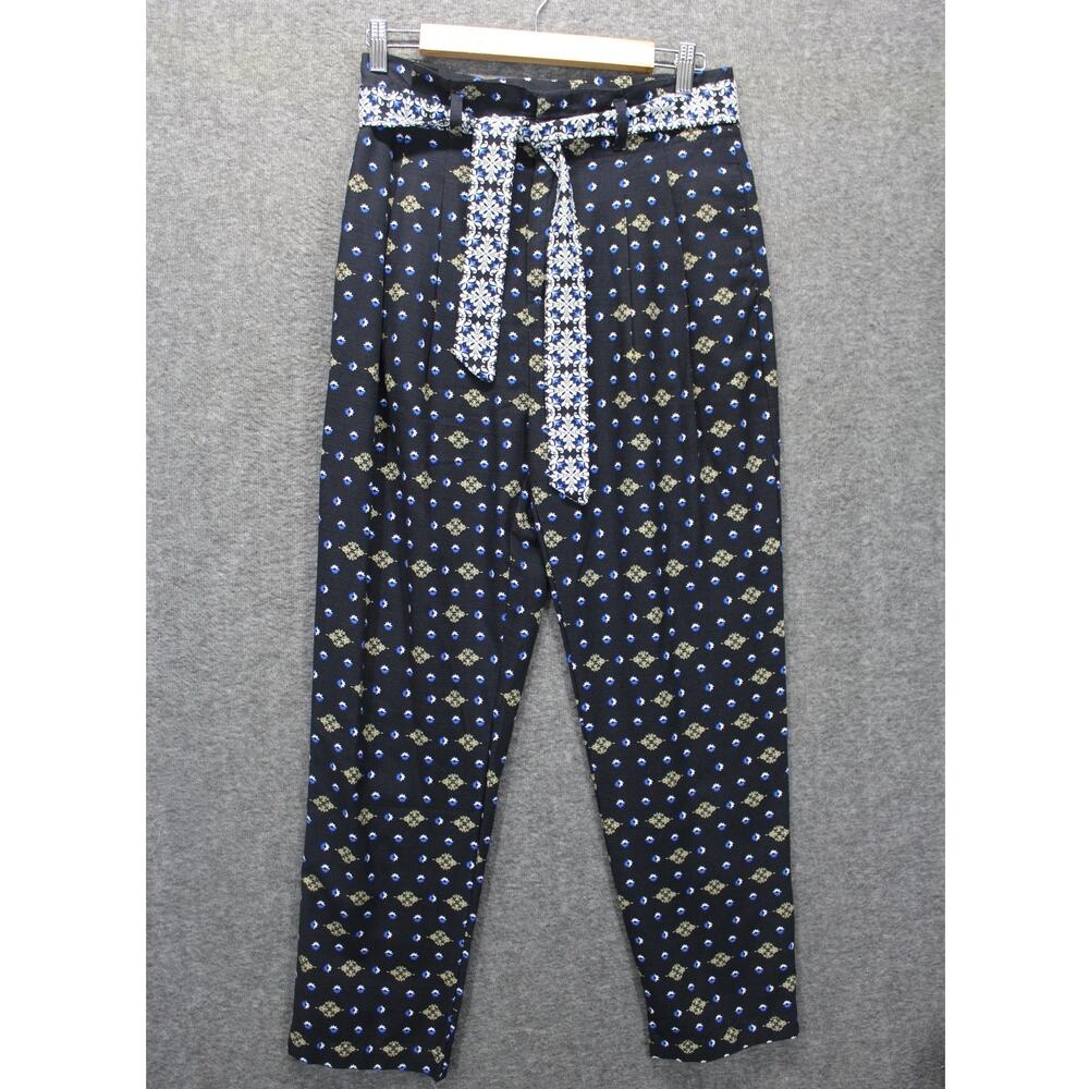 Ann Taylor Trouser Pants Ankle Belted Geomatic Print Women's 2 Office Work